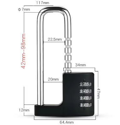 ODM Extra 50 mm Largo de cadenas candado resistente a la intemperie Mecánica U Combinación